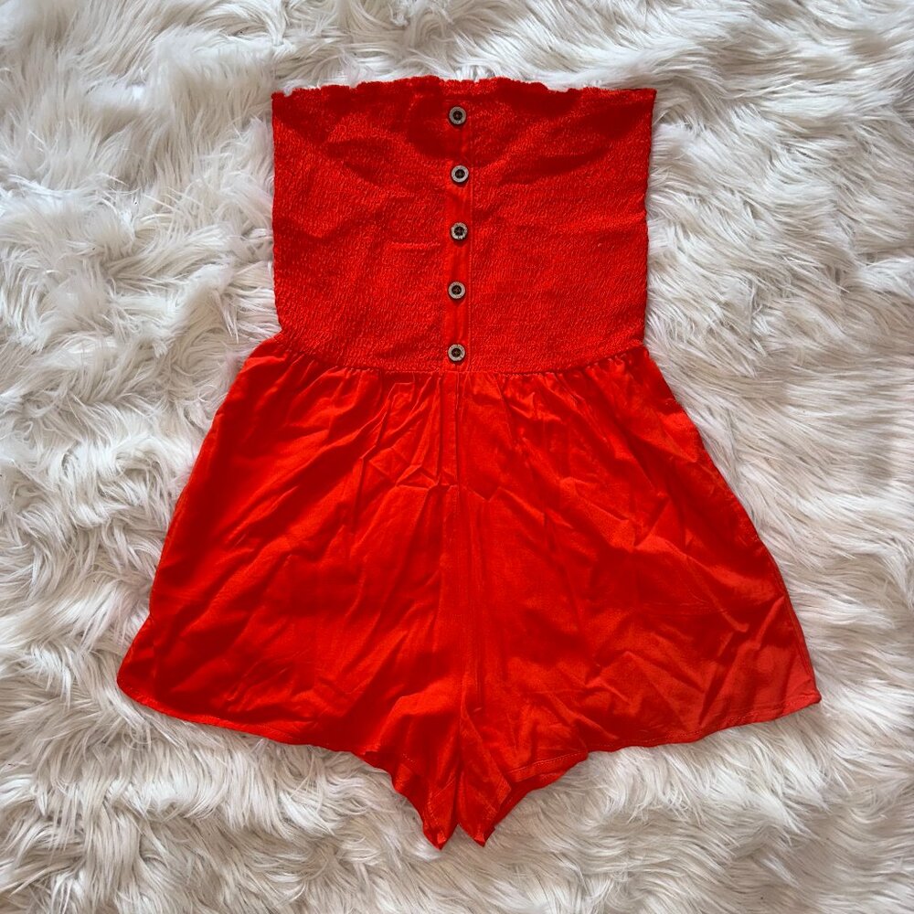 Orange Strapless Romper